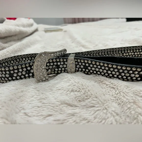 - Studded Black Belt with Silver Buckle - Picture 6 of 7